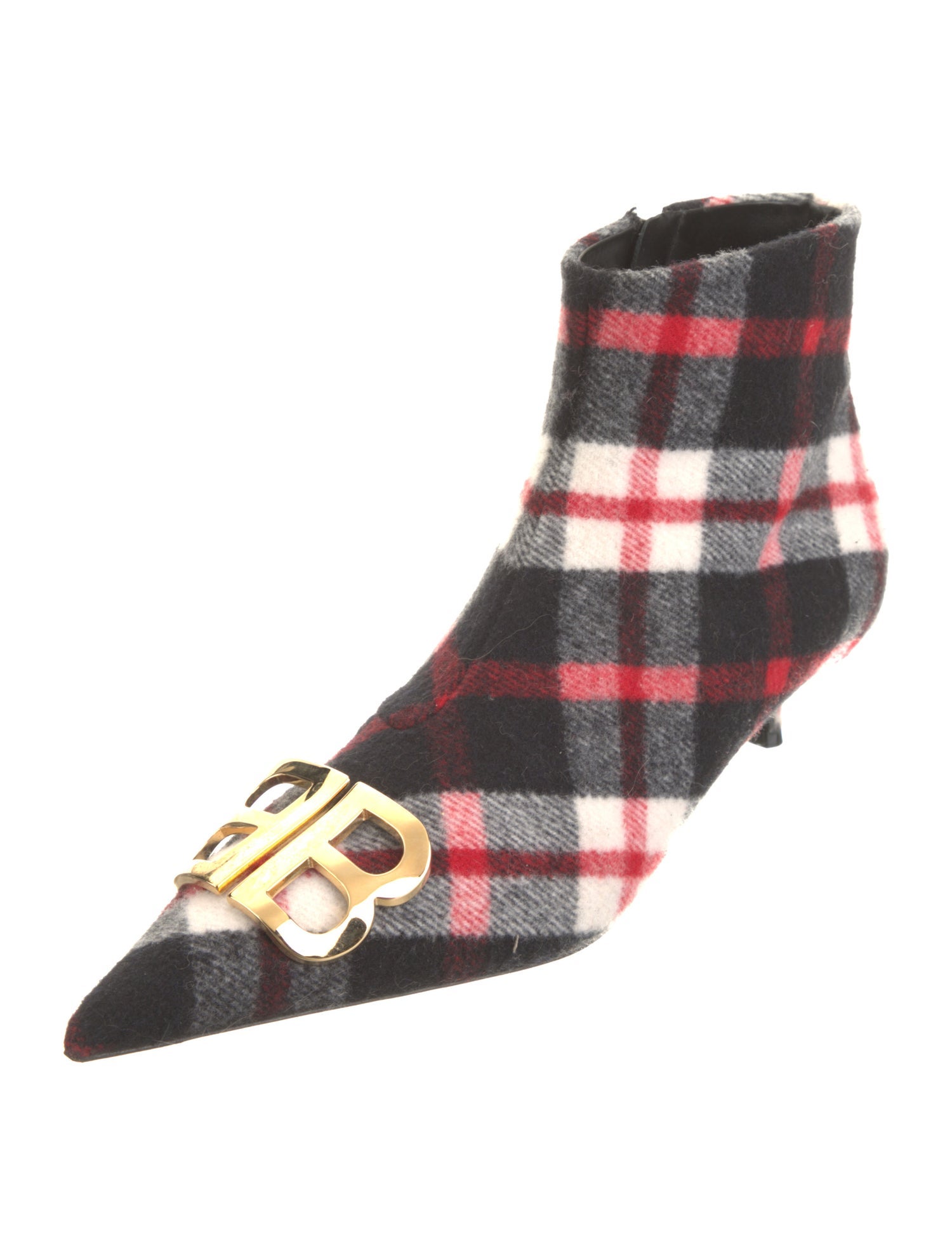 Balenciaga Wool Plaid Print Boots